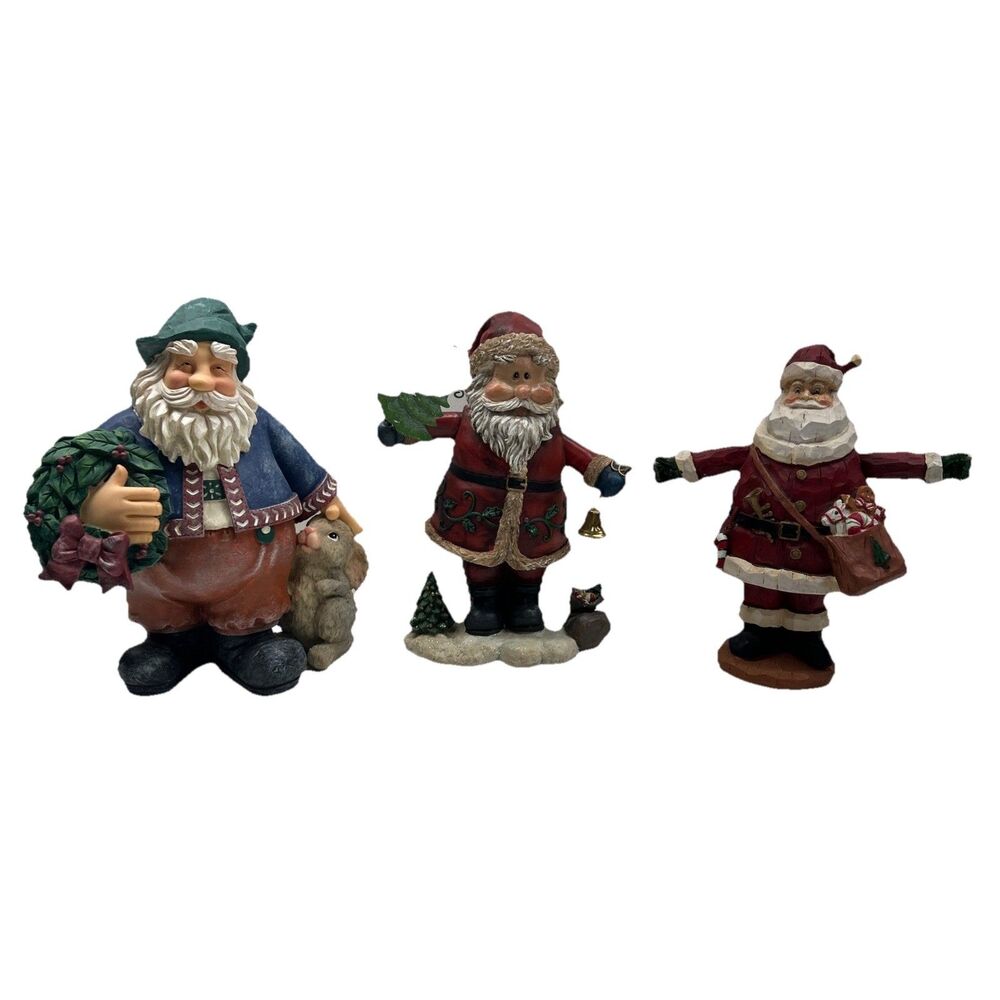 Vintage Bundle Of 3 Santa Clause Figurines Christmas Decor Holiday ‼️Read Desc‼️